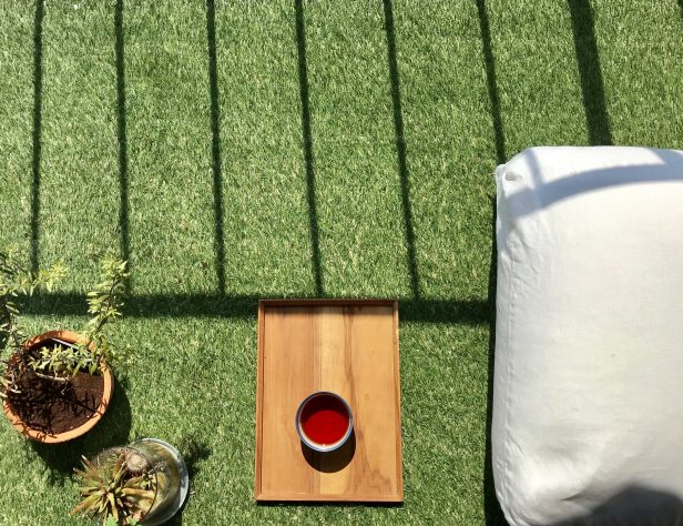 ベランダで紅茶